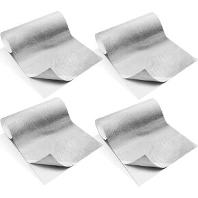 Aluminized Heat Shield Adhesive Backed Heat Barrier Insulation Wrap Reflective Heat Fiberglass Insulation Blanket for Automotive Exhaust High Temp Protection (2 Pcs, 12 x 24 Inch)