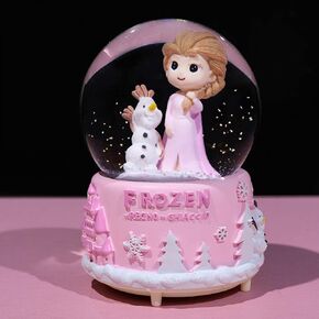 Snow Globe with Music for Kids , VECU 3.5 Inch Little Girl Llluminated Automatic Snow Home Decor for Girls Kids Gift, Musical, Resin/Glass (Style B)