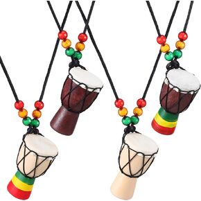 Ciieeo 4 Pcs Djembe Drum Charm Mini Wood Djembe Drum Charm Pendant Mini Drum Hand Drum Pendant for Necklace Jewelry Making