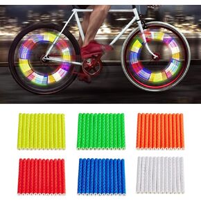 Bike Spoke Reflector 6 Sets/72Pcs Bicycle Wheel Spoke Reflector Reflective Mount Clip Tube Warning Strip Waterproof Bicycle Spoke Reflectors