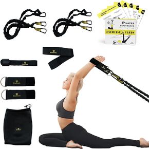 WOOTMIN Pilates Resistance Band Kit - Premium Portable Training Set for Women's Home Workouts -Reformer Style Pilates-at Home Pilates - Ideal for Pilates Enthusiasts of All Levels