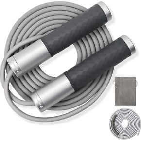 Weighted Jump Rope for Fitness,Skipping Rope for Women Men,Metal Heavy Handles, Ball bearings, Tangle Free, Adjustable Length PVC Cord and Cotton Rope, Endurance Training Fitness Exercise Workou