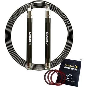 Adjustable Speed Rope Jump rope for Fitness man Self-locking-Patent-360 Degree spin Durable Silicone cover metal Grip with 2 skipping Rope Cords Perfect for Boxing, MMA, Endurance