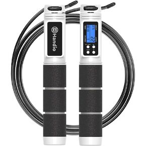 Jump Rope, H Handio Jump Rope with Counter, Workout Jumping Rope with Steel Ball Bearings, Adjustable Length Speed Skipping Rope for Men Women Kids Home Gym, Crossfit, Fitness Exercise