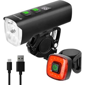 1500 Lumens USB Rechargeable LED Bike Light Set, Powerful Bicycle Front Headlight and Back Taillight, 4800mAh Battery with Power Bank, Dozens Light Modes, Waterproof for Road Mountain Cycling