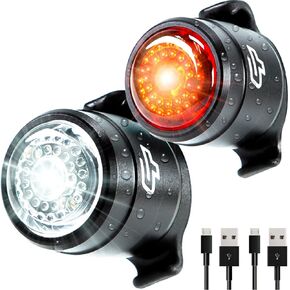 أضواء الدراجة القابلة لإعادة الشحن عبر USB للأمام والخلف، مجموعة مصابيح أمامية وخلفية للدراجة، سهلة التركيب، خفيفة الوزن ومتينة in Kuwait