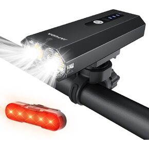 Super Bright 8000Lumens USB Rechargeable Bike Light Set, Super Bright 2LED Bike Lights Front and Back, Waterproof Bicycle Headlight Taillight for Cycling Road Mountain