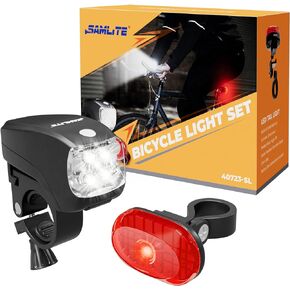 SAMLITE Best Brightest LED Bike Light Set for Kids & Adults, Super Bright Bicycle Headlight, Free Tail Light Included, Water Resistant Bike Light, Easy to Install, Multiple Modes for Cycling Safety