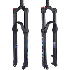 BOLANY 26/27.5/29 Mountain Bike Air Suspension Fork Shock Absorber Rebound Adjustment 1 1/8 Straight Tube QR 9mm Travel 100mm Manual/Remote Locking Fit Mountain/Road Bike