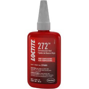 Loctite 272 Threadlocker for Automotive: High-Strength, High-Temperature, Anaerobic, Heavy-Duty Applications, Works on All Metals | Red, 36 ml Bottle (PN: 37480-492143)