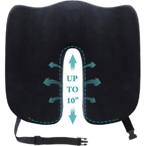 Large Pressure Relief Office Car Seat Cushion,10-Inch Extended U-Cutout,Sciatica & Back Coccyx Tailbone Pain Relief Chair Pad,Memory Foam Butt Pillow for Computer Desk,Wheelchair, Car