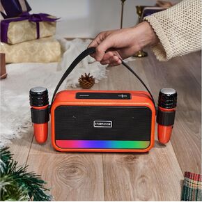 Starfavor KM-20 Karaoke Machine,Bluetooth Karaoke Speaker with 2 Wireless Microphones,5 LED Light,Portable Karaoke Set Support TF Card/USB,AUX Gift for Home Party Birthday Christmas(Green) in Kuwait
