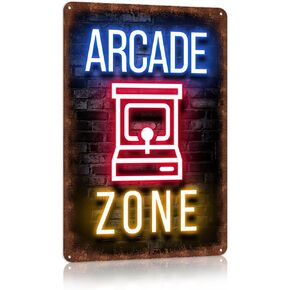 Vintage Game Room Metal Tin Sign Retro Gaming Zone Wall Decor for Boy Room Bedroom