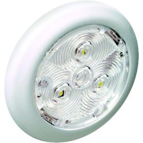 Attwood LED Round Interior and Exterior Light White Plastic Bezel