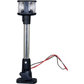 MARINE BOAT FOLDABLE DUAL MOUNT ANCHOR STERN LIGHT ALUMINUM POLE WARM WHITE