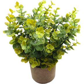 Mini Potted Plants Artificial Flocked Eucalyptus Greenery in Pots Faux Potted Herbs Small Houseplants for Indoor Outdoor Greenery Tabletop Decoration Centerpiece, Garden,Farmhouse (1)