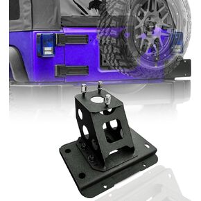 OBNAUX Adjustable Spare Tire Lift Compatible with 2007-2018 Jeep Wrangler JK JKU Unlimited Heavy Duty Spare Tire Carrier up to 40 inches Spare Wheel Holder Rack Mount Relocation for 2/4 Doors (Black)