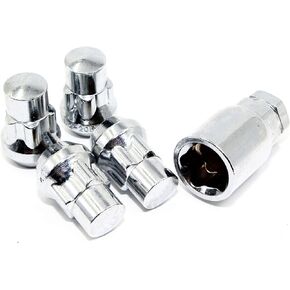 Set of 4 Veritek 12x1.25mm 1.40 Inch Chrome Acorn Bulge Tuner Socket Style Wheel Locks for Aftermarket Custom Wheels