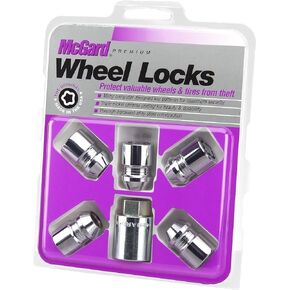 MCGARD 24557 Chrome Cone Seat Wheel Locks (M12 x 1.5 Thread Size) - Set of 5 (Packaging May Vary)