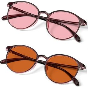 BRADDELL OPTICS Indoor FL-41 Rose & Outdoor FL-60 Brown Tinted Migraine Light Sensitivity Glasses for Fluorescent LED Glare, Photophobia and Computer Usage