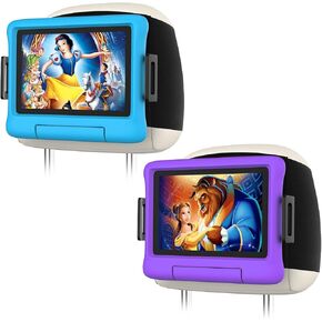 2 Pack Car Headrest Tablet Holder, iPad Holder for Car Backseat, Anti-Slip Strap and Holding Board Fits All 4.7"-12.9" Device, Road Trip Essential for Kids, 360° Rotatable iPad Headrest Mount in Saudi Arabia