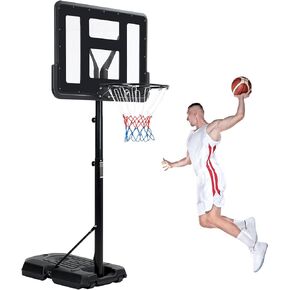 Basketball Hoop Outdoor,Portable Basketball Hoop Goal System 6.6-10ft Adjustable with 44 Inch Backboard & Wheels Basketball Equipment for Kids/Adults Indoor Outdoor 3+