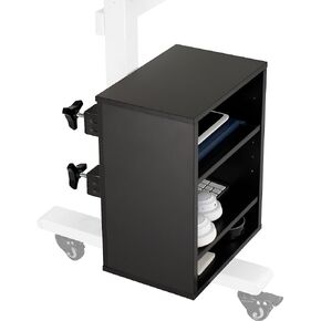 VIVO Clamp-on Under Desk Shelving Unit, Office Accessory Holder for Supplies, Gaming Devices, and More, Multi-Level Storage Shelves, Workstation Organizer, Black, DESK-SHELF3CL