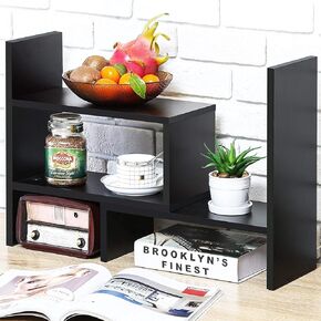 Desktop Bookshelf Desk Storage Organizer Adjustable Wood Desktop Display Shelf Rack Counter Office Storage Rack Top Bookcase - Free Style Display Natural Stand Office Supplies Desk Organizer