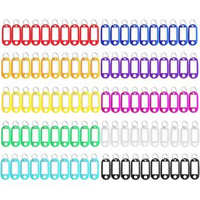 150 Pack Plastic Key Tags, 10 Assorted Colors Key Keychain Tags with Labels, Key Chain Label Tags Identifiers ID Tags with Split Ring