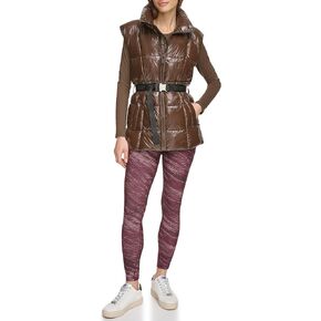 DKNY Women's Performance Puffer Vest Belted Wet Sire