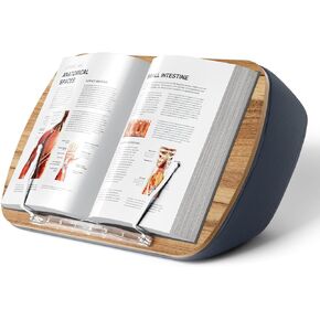 حامل كتب من ERGONOV Lap Beanbag للقراءة بدون استخدام اليدين، حامل وسادة قراءة مريح يقلل من إجهاد الرقبة، هدية مثالية لمحبي الكتب في غرفة النوم أو في أي مكان آخر مع مقعد كتب (رمادي)