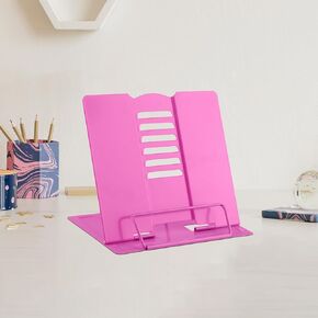 MSDADA Small Desk Book Stand Metal Reading Rest Book Holder Adjustable Cookbook Documents Holder Portable Sturdy Bookstands for Recipes Textbooks Tablet Music Books(Light Green)