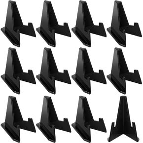 12 Packs Easel Stands Mini Coin Display Stand 2.17 x 1.65 Inch Easel Holder Card Stand for Display Black Display Stand for Collectibles Plastic Plate Display Holder for Medal Watches Picture