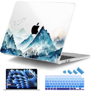 DONGKE متوافق مع حافظة M3 MacBook Air 15 بوصة 2024 2023 A3114 A2941 M2 Retina Display Touch ID، حافظة صلبة بلاستيكية وغطاء لوحة المفاتيح وواقي شاشة لجهاز MacBook Air 15.3 بوصة - جبل تجريدي