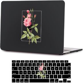 SaharaCase - حافظة كمبيوتر محمول Apple MacBook Air 13 بوصة M1 Chip Hybrid-Flex Arts مع غطاء لوحة مفاتيح من السيليكون - هيكل صلب أنيق، سهل التركيب، مقبض مضاد للانزلاق (وردي أسود)