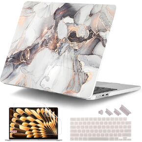 DONGKE Compatible with M3 MacBook Air 15 inch Case 2024 2023 A3114 A2941 M2 Retina Display Touch ID, Plastic Hard Case & Keyboard Skin & Screen Protector for MacBook Air 15.3" - Abstract Mountain in Kuwait