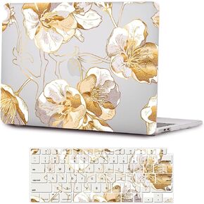 SaharaCase - Apple MacBook Air 13" M1 Chip Laptops Hybrid-Flex Arts Case with Silicon KeyPad Cover - Sleek Hard Shell, Snap-On, Anti-Slip Grip (Black Rose)