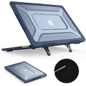 SEYMAC stock MacBook Pro 16 inch Case 2023/2022/2021 A2991 A2780 A2485, Shock-Absorbing Protection Case with Folding Stand &Mouse Pad/Bag for MacBook Pro 16'' M3/M2/M1 A2991 A2780 A2485 (Black)