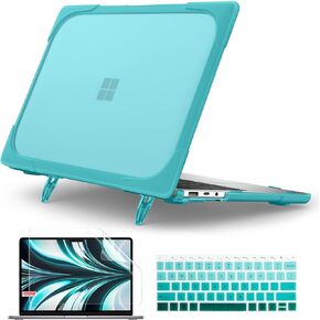 Batianda Heavy Duty 15 inch Microsoft Surface Laptop 5 4/3 Case with Metal Palm Rest with Fold Kickstand and Keyboard Cover - Shockproof Protective Cover for Enhanced Durability and Comfortable,Grey