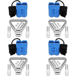Kit 350 Amp 4Pcs Connectors Plugs 350A Quick Connect Disconnect 600 V+ 4 Pcs 350 amp Handle Battery Power Connector+4 Pcs Cover Dust(350A Grey 4Pcs)