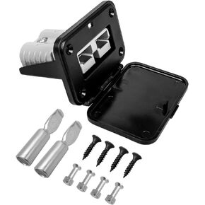 120A Mounting Bracket Panel Plug with Cover Fit for Anderson SB120 Series Connectors Flush Plug Mount Recessed Plate for Variety of Large Vehicles, 1Pack