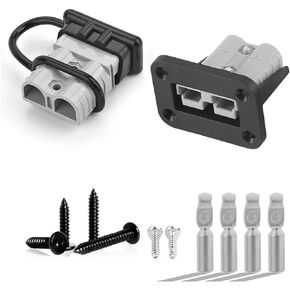 BESULEN 2PCS Auto 50 Amp Battery Quick Connect Disconnector, 12 Volt 6/8/10/12 Gauge Wire Harness Cable Connector Plug Kit with Mounting Bracket, for Winch Car Trolling Motor Trailer
