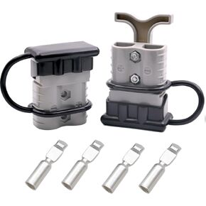 2pcs 120A 4 Gauge AWG Wire Connector with Dust Cover Handle,Battery Quick Connect/Disconnect Connector Wire Harness Plug Kit for Trailer Winch,Grey