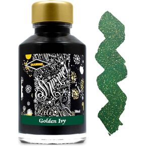 Diamine Shimmering Fountain Pen Ink, 50ml, Golden Ivy (Waterbased, Non-toxic, pH Neutral, Natural Dyes, Fast Drying, Smooth Flow, Bottle, Gold, Silver)