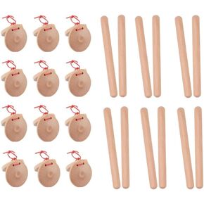 24 Pcs Musical Percussion Instrument Set，Musical Castanets Instrument and Music Rhythm Sticks.Clap Board Music Educational，Classroom DIY Wooden Percussion Instrument Finger Castanets Rhythm