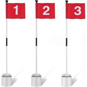 Golf Flag Sticks Flags and Cups Set Putting Green Flag for Yard Hole Cup Portable 2 Section Fiberglass Mini Golf Flag Sticks for Backyard Putting Green and Chipping Greens Gifts Idea