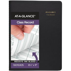 AT-A-GLANCE دفتر تسجيل للفصل غير مؤرخ، 8-1/4 بوصة × 11 بوصة، 10 أسابيع، 35 طالبًا، أسود (8015005)