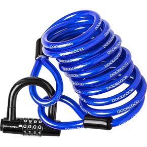 Security Cable Lock Set (5ft to 25ft Lengths) – Weatherproof, Looped Ends, Coiled, Compact, Includes U-Lock, Anti-Theft for Bikes, Patio Furniture, Kayaks, Outdoor Equipment 5ft