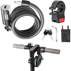 Electric Scooter Lock, eMjollRay 4 Feet Scooter Lock with 2 Keys, Scooter Lock Anti Theft Cable Lock with Mounting Bracket and Cloth Bag, Lock for Electric Scooter Road Bike Mountain Bike Scooter