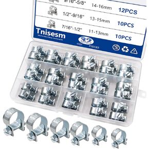 Tnisesm 32Pcs 1/4" 5/16" 3/8" Fuel Injection Gas Line Hose Clamps Clip Pipe Clamp Assortment Kit, Hoses Clamps Sleeving,For Automotive Diesel Petrol Pipe